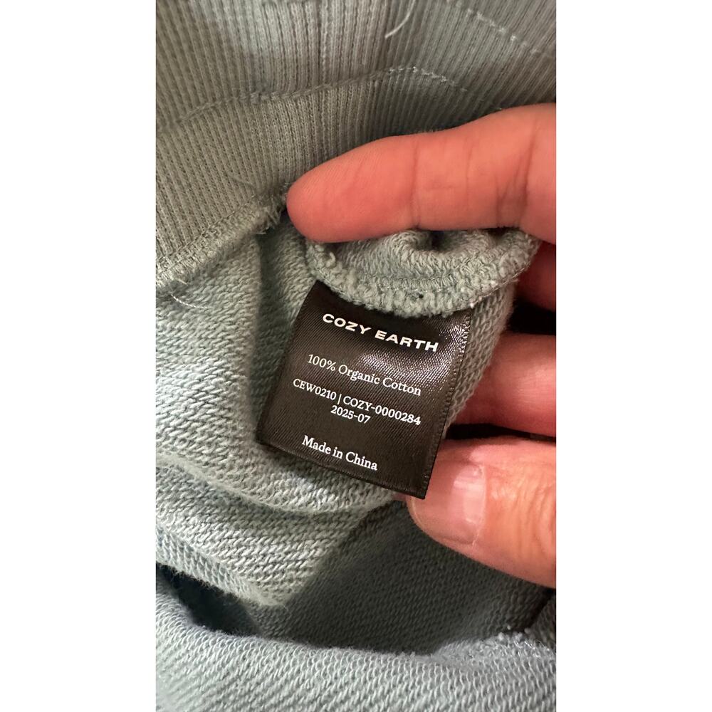 Cozy Earth Organic Cotton Pullover Wide-Leg Pant Set L Top XL Bottoms Sage Blue - Picture 7 of 14